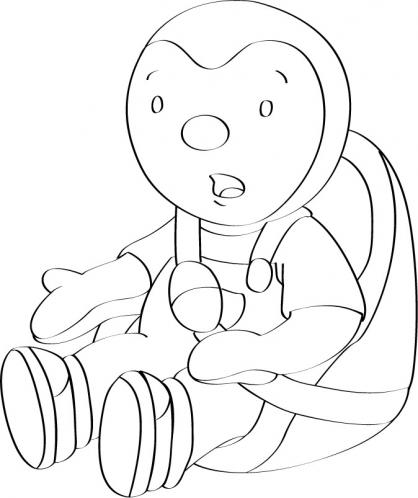 coloriage t choupi assis dans le siege voiture
